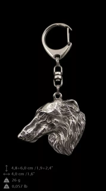 Borzoi Russian Wolfhound, silver covered keyring, high qauality keychain Art Dog