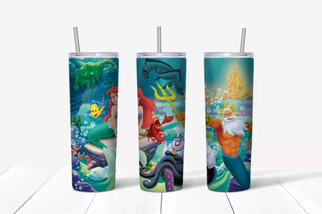 20oz skinny Stainless steel insulated tumbler - Ariel, Little Mermaid theme