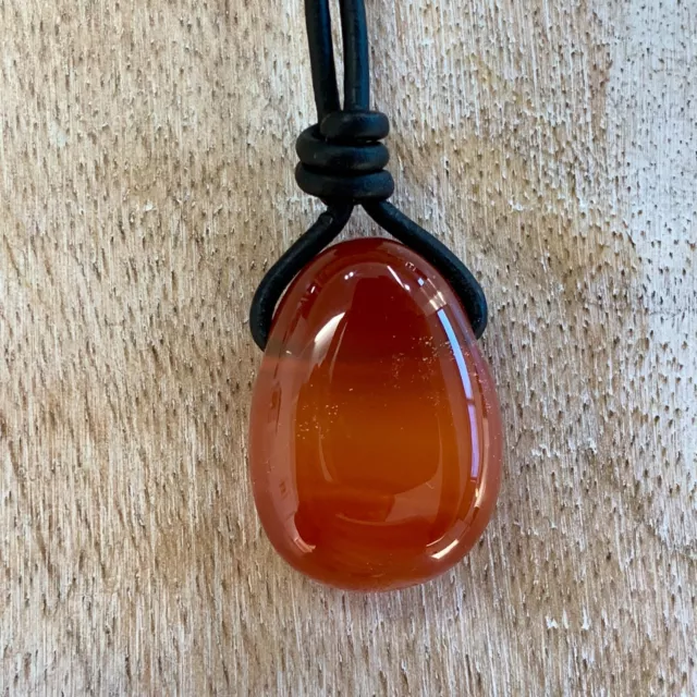 Gemstone Necklace Mens Rustic Pendant Crystal Healing Jewelry vegan cord