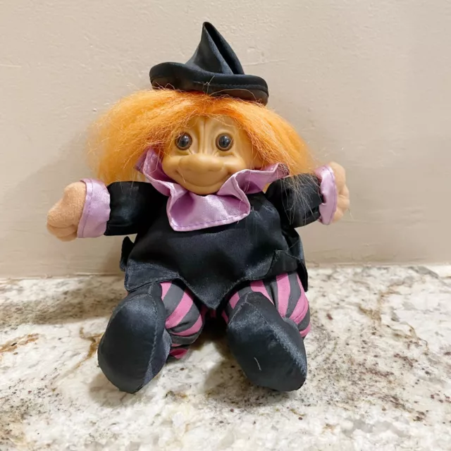 Russ Witch Troll Doll Soft Body Plush 8” Orange Hair & Outfit 90s Toys