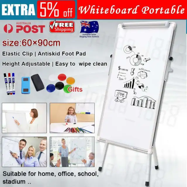 Whiteboard Magnetic Easel 60x90cm Portable Stable with Telescopic Tripod Stand