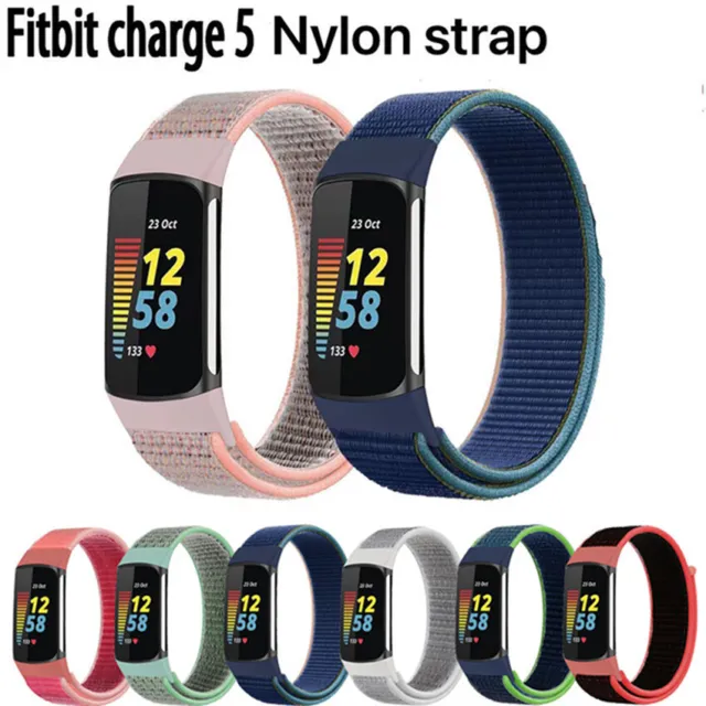 WOVEN WOMEN FOR Fitbit Charge 5 Smart Watch Sport Band Strap Nylon Loop ...