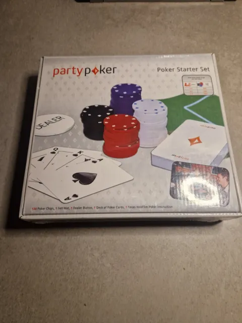 Party Poker - Starter Set Game Playing Cards Set Poker Chips. Sealed.