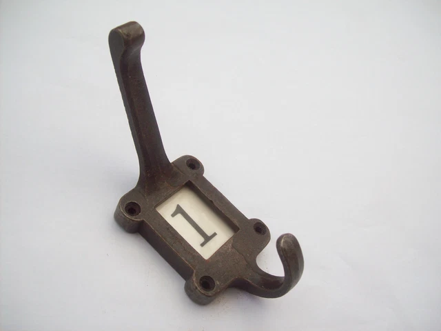 Cast Wrought Iron Label Frame Hat And & Coat Hook Old Vintage Reproduction