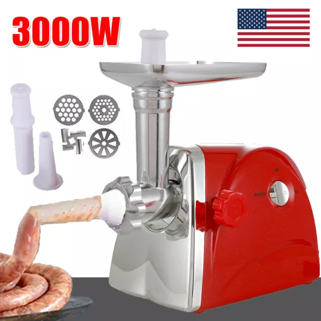 3000W Commercial Electric Meat Grinder Heavy Duty Sausage Maker Mincer Stuffer