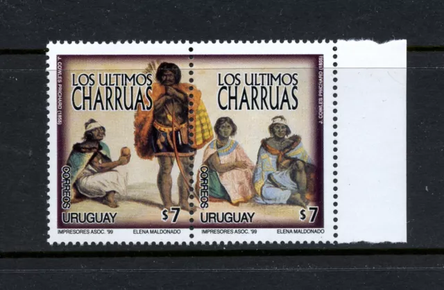 R3719 Uruguay 1999 The Dernière Charruas Paire MNH