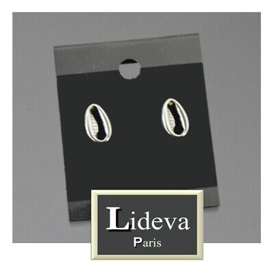 Cowrie Shell Earrings Sea Metal Shells Studs Stainless Steel Silver 10 MM