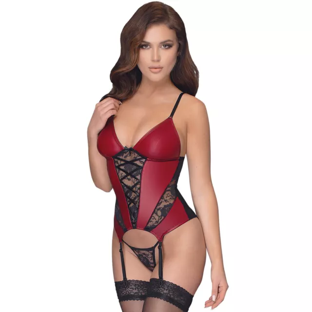 "Set cinghie sexy perizoma S-XL rosso pizzo bagnato biancheria intima lingerie ""Alexandra" 2