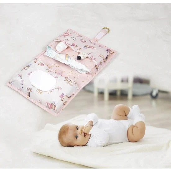 Baby Easy-to-Use Patterned Bottom Care Bag (Pink) Diaper Bag baby care bag