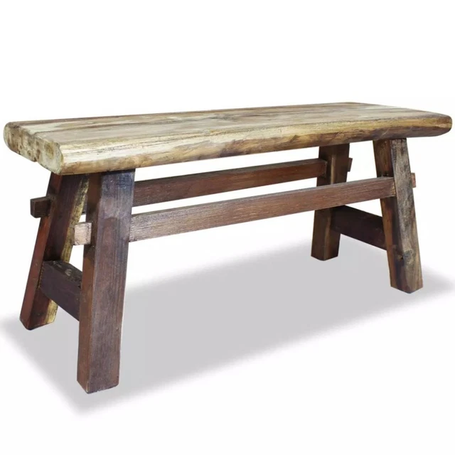 Wooden Rustic Bench Solid Reclaimed Wood Rustic Seat Entryway Hallway Seating US