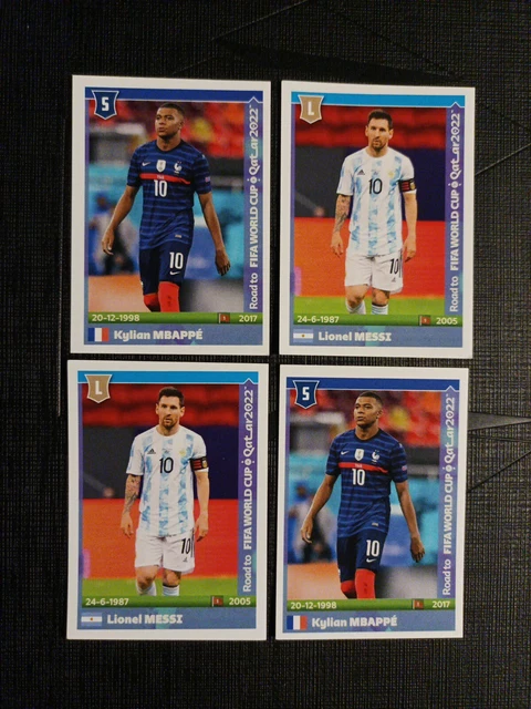 NEW Panini Foot Lot 4 Stickers World Cup Road to Qatar 2022 KYLIAN MBAPE MESSI