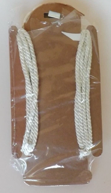 Vtg NOS 3 Ply Wired Cord Picture Mirror Hanger Ivory Tassel New Old Stock NIP 3