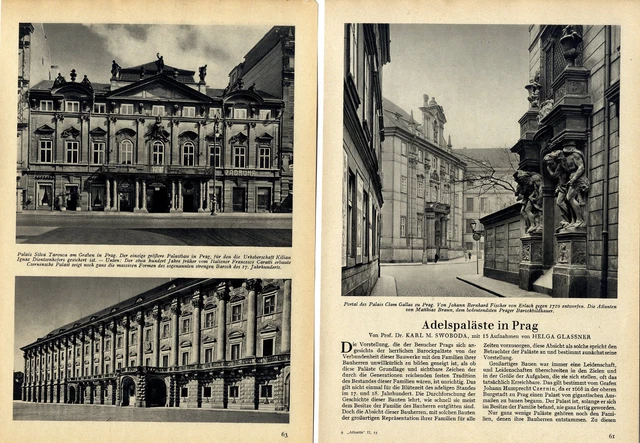 PROF.KARL SWOBODA ADELSPALÄSTE in Prag ThunHohenstein Villa Amerika u