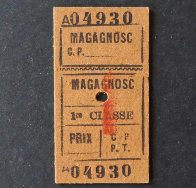 Ancien ticket transport billet train MAGAGNOSC railway 26