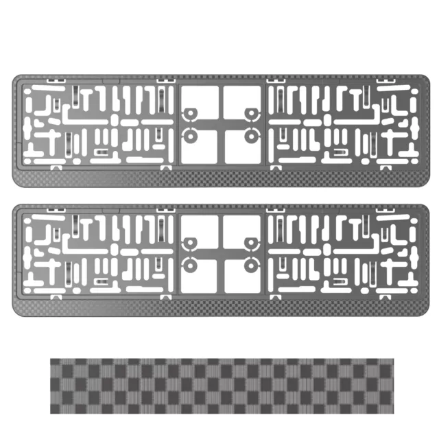 2 x dunkle 3D Kohlefaser AUTO NUMMER Lizenz KENNZEICHENHALTER UMGIBT RAHMEN