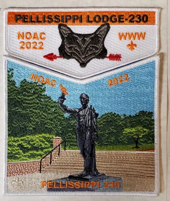 Lodge 230 Pellissippi White Border STAFF 2 piece OA Flap Set NOAC 2022 Smoky Mt
