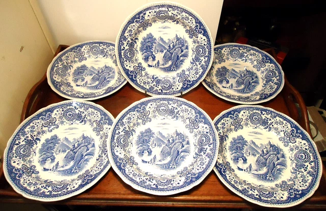 Villeroy & Boch - 6 Assiettes Creuses - Burgenland  - Bleu - Faïence - XXth