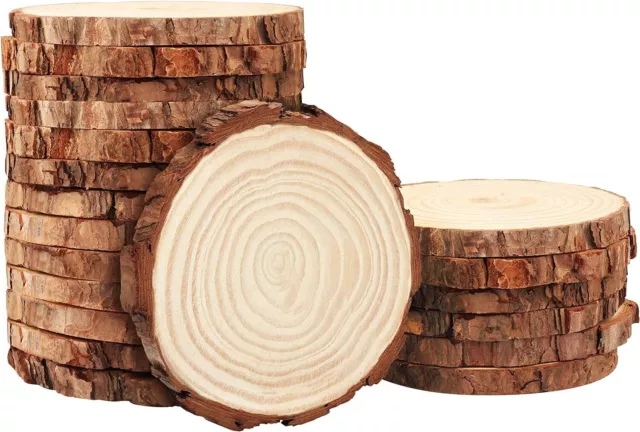 Dischetti di legno diametro 18 x 20 spessore 2 cm con corteccia 1