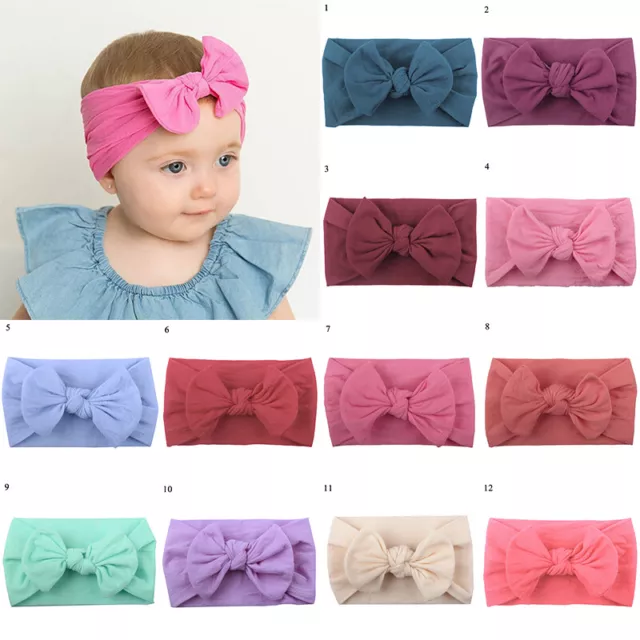 Baby Bow Headbands Girl Infant Toddler Newborn Soft Top Knot Turban Hair Wrap AU