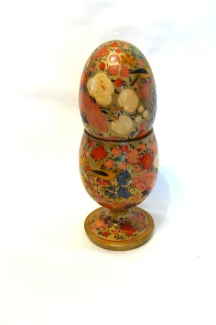 Wooden Decorated Floral Egg and Cup