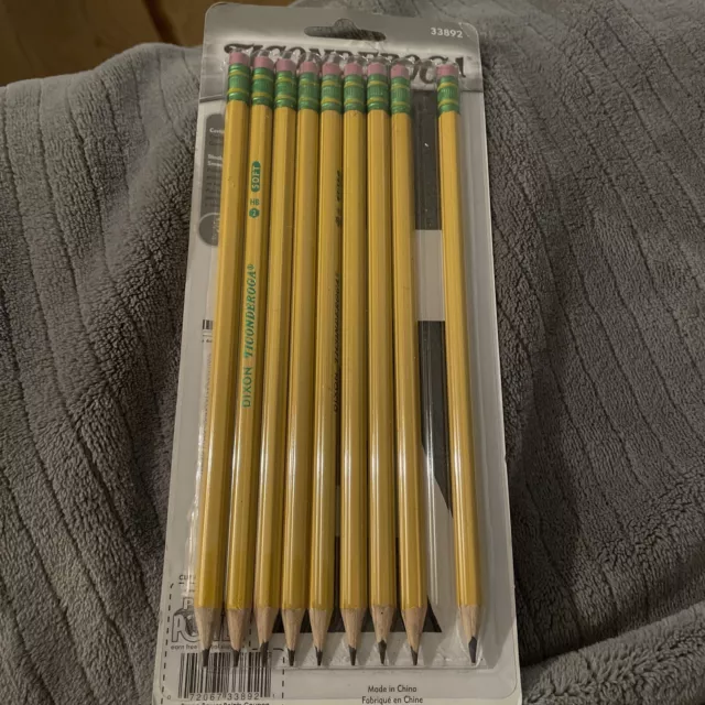 TICONDEROGA Pencils Wood-Cased Pre-Sharpened Graphite #2 HB Soft Yellow 9 Pack