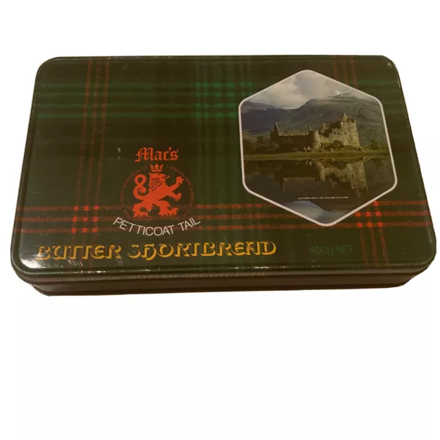 Macs Butter Shortbread - Empty Biscuit Tin - Green Tartan Decor Kilchurn Castle