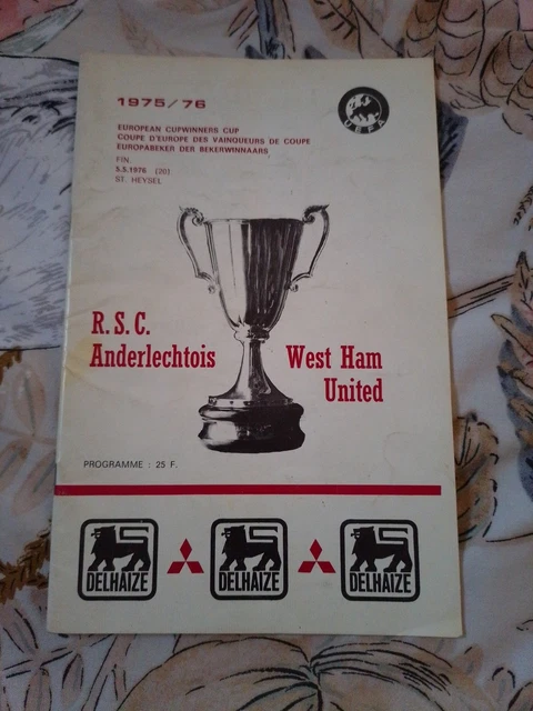 Programme Finale Coupe Des Vainqueurs De Coupe - RSC Anderlecht Vs Austria Vienne
