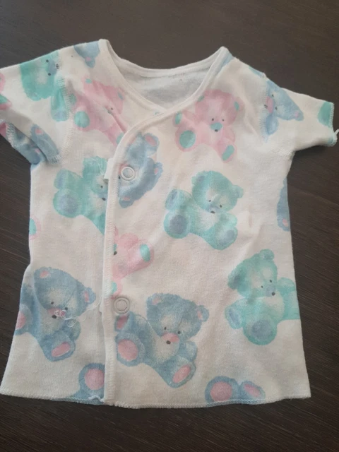 1990s Vintage Carters Baby top shirt  3 6 Mo Neutral Bears USA snaps
