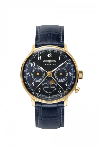 Zeppelin Orologio Quarzo Cronografo Con Mondphase Con Cinturino IN Pelle 7039M-3