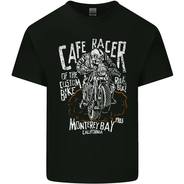 Cafe Racer Skull Motorcycle Biker Motorbike Mens Cotton T-Shirt Tee Top