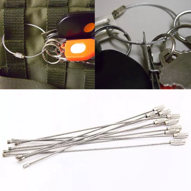 Durable Stainless Steel Screw Locking Wire Keychain Rope Key Holder Organizer 73