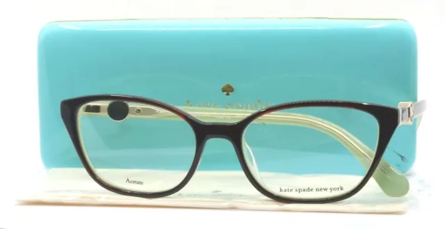 KATE SPADE NEW YORK EMMALEE 09Q Brown Mint Cat Eye Eyeglasses Frames 51-16-140