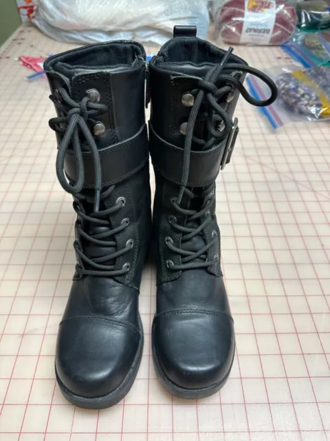 Harley Davidson Women Mid Calf Boots Size 8.5 Black Leather.
