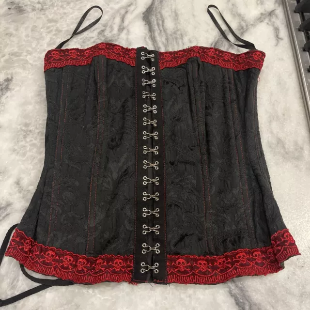 TRIPP NYC RED black Lace Corset Front Hook Closure Goth women's