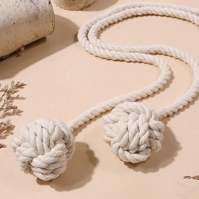 Beautiful Handmade Natural Cotton Rope Curtain Tiebacks Off White pack of  2 3