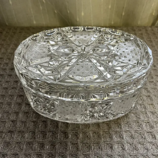 Bohemia Lead Crystal Cut Art Glass Candy Trinket Holder Made In CZECH REPUBLIC