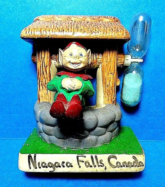 Vintage Manor Ware "Niagara Falls, Canada" Elf at Well Sand Egg Timer England