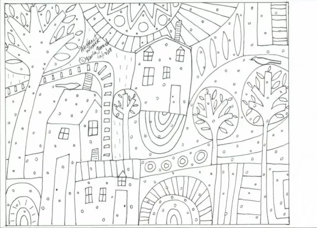 RUG HOOK CRAFT PAPER PATTERN Abstract Winter FOLK ART PRIMITIVE Karla Gerard