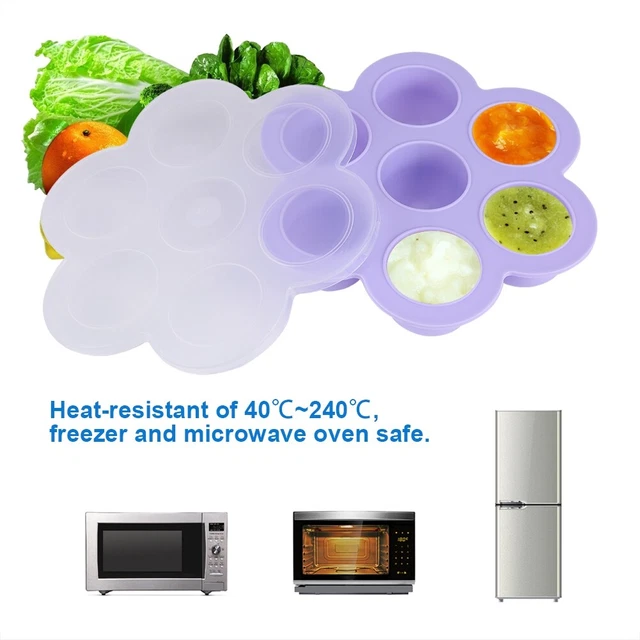 Contenedor de almacenamiento reutilizable molde de silicona para huevos de 7 cavidades bandejas congeladoras de alimentos para bebés