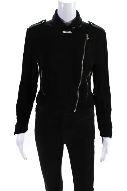 Cynthia Cynthia Steffe Womens Front Zip Collared Light Jacket Black Size 2