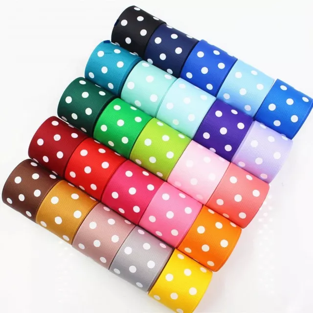 Polka Dot Grosgrain Ribbon 22mm wide 1m / 2m / 3m in Various Colours and Lengths