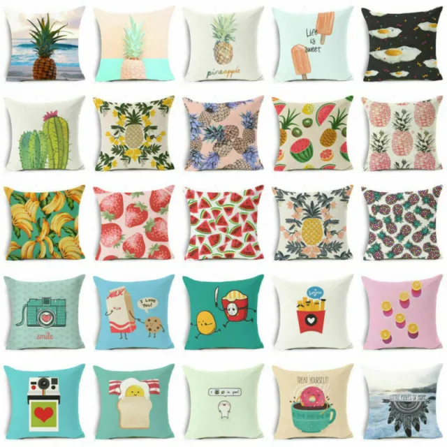Pillow Case Cover Decor cotton Home Fruit sofa linen waist cushion case creative