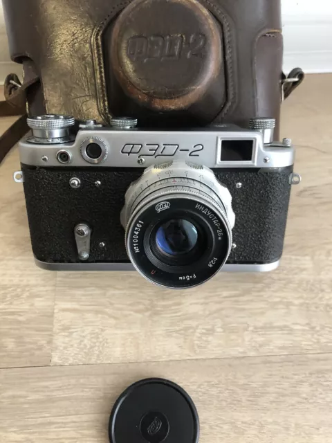 🚀FED 2 BLACK Industar 26m rangefinder film camera copy Leica+cap,perfectly work