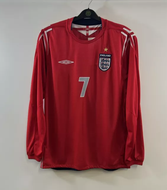 England Beckham 7 L/S Away Football Shirt 2004/06 Adults Large Umbro B467 2