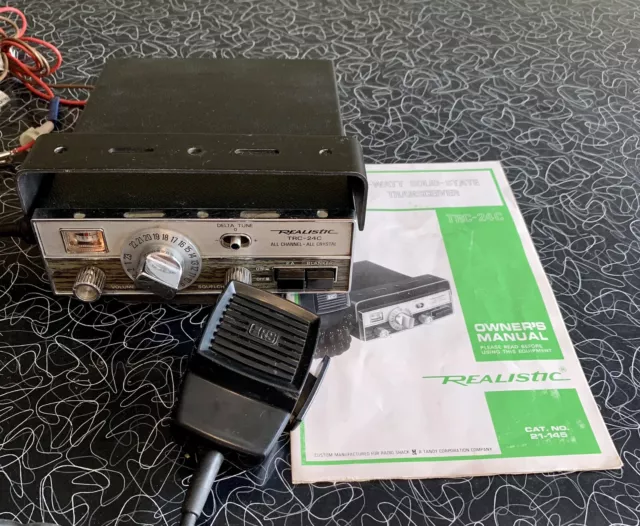 REALISTIC CB RADIO TRC24C With Car/Truck Mount Manual Mic See Video