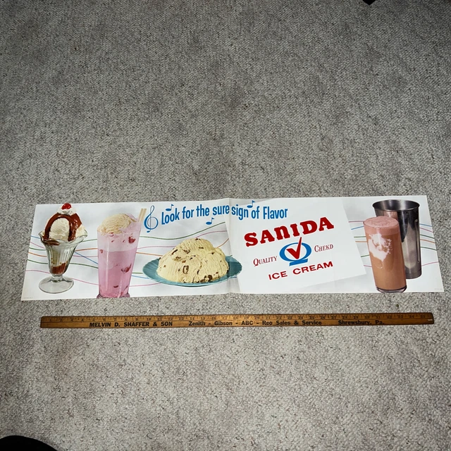 Vintage 1952 Grocery Store Samosa Ice Cream Dairy Sign
