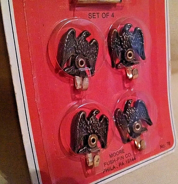Eagle Hook Set 4 Vintage Nos Moore Metal Corp No 78 Usa Hardware Push Pin Co. 6