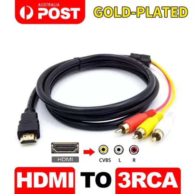 HDMI to Composite 3 RCA AV Audio Vdieo Converter RCA/S-Video Cable HDTV DVD Cord