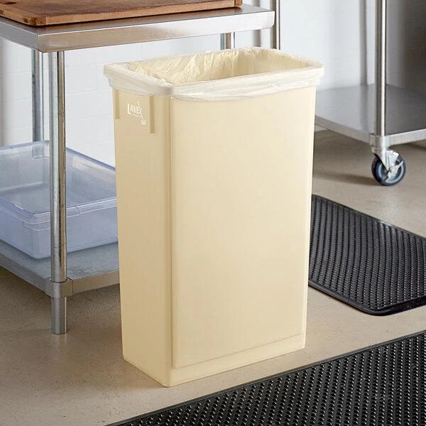 Beige 23 Gal. Heavy-Duty Plastic Slim Commercial Restaurant Trash Can