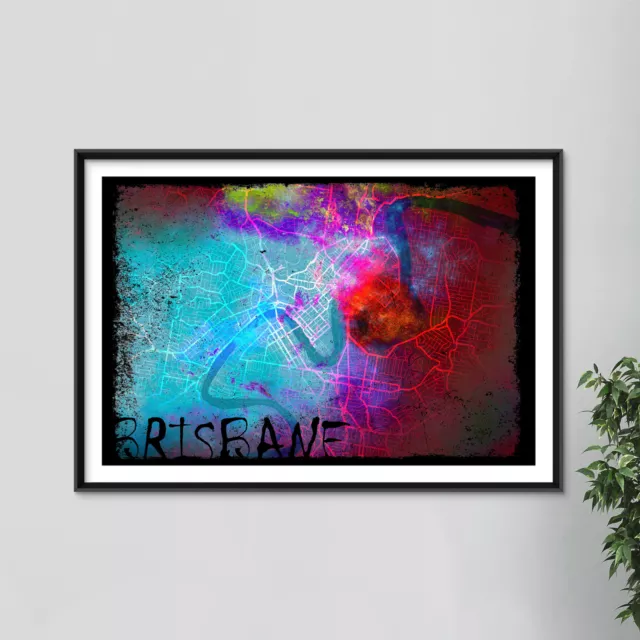 Brisbane, Australia Map "Colourboo" - Art Print Poster Gift